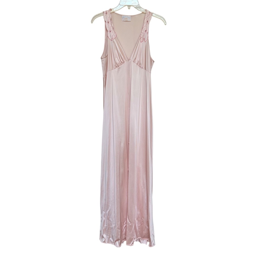Vintage Jolie Two JCPenney Pink Nylon Maxi Nightgown S Romantic Feminine Silky